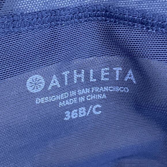 Athleta Tangier High Neck Bikini Top Cross Straps Back Dress Blue Size 36B 36C - Picture 6 of 9